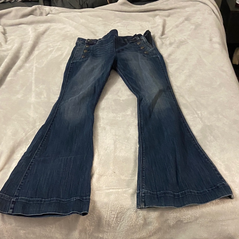Express Dark Blue Wide Leg Jeans